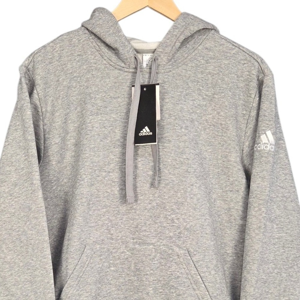 Adidas Fleece Hoodie Womens Medium Gray Long Sleeve Sweatshirt Pullover NEW